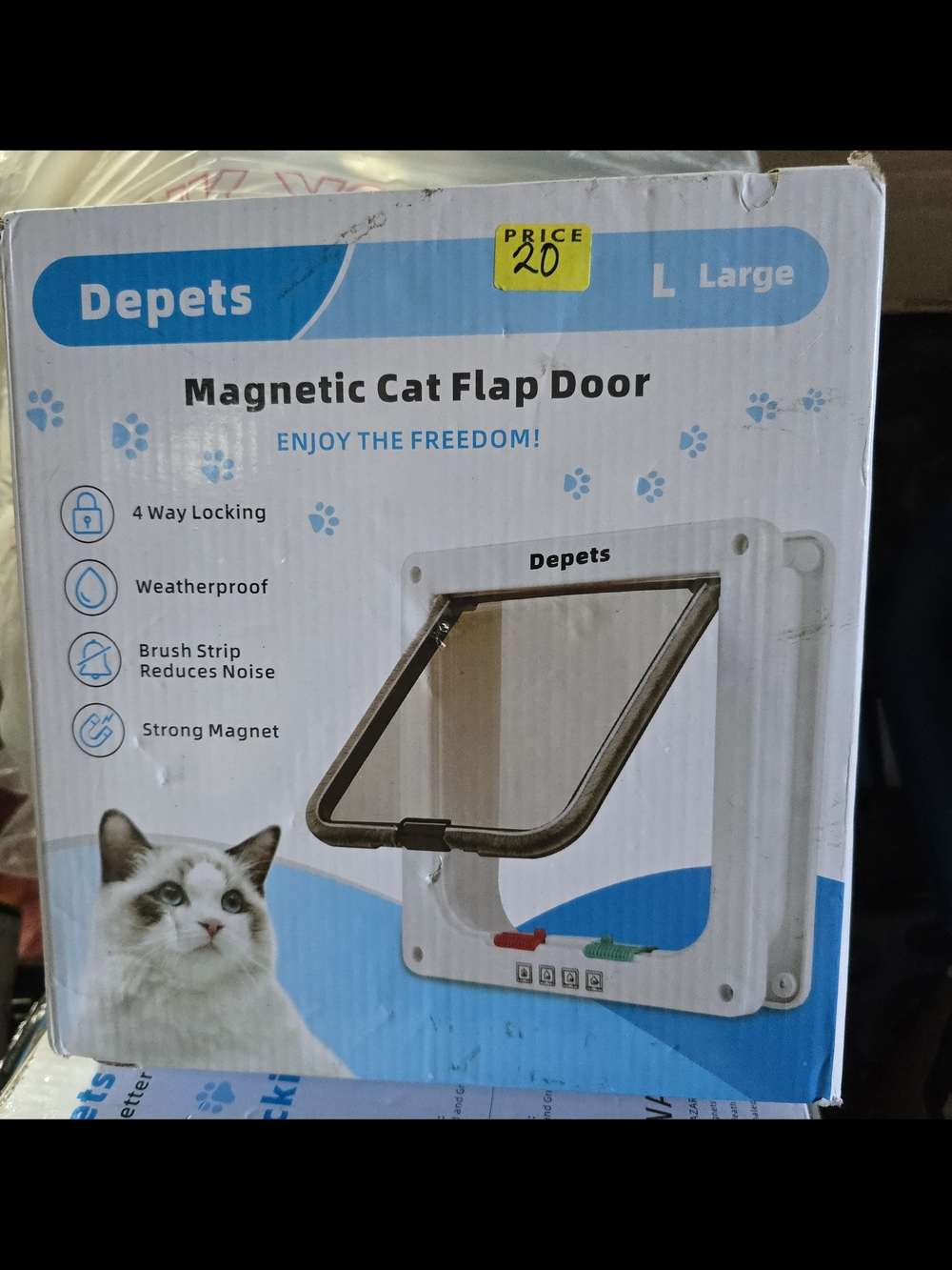 Large Magnetic Cat Flap Door - White